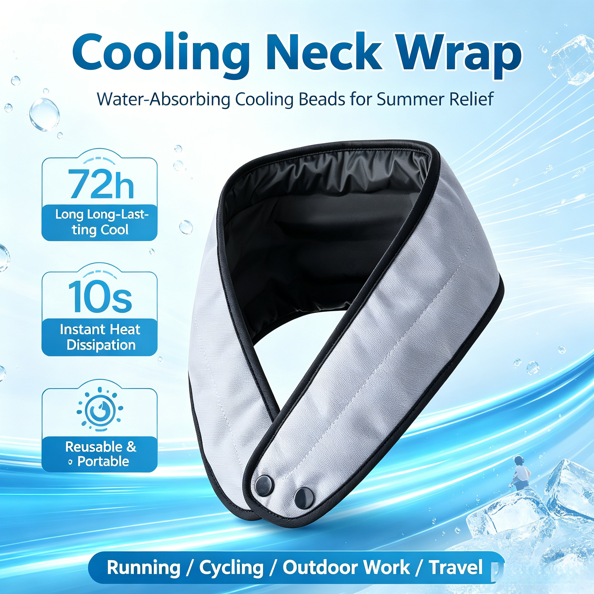Golf Towel Waffle - Reusable Summer Neck Cooling Wrap Ice